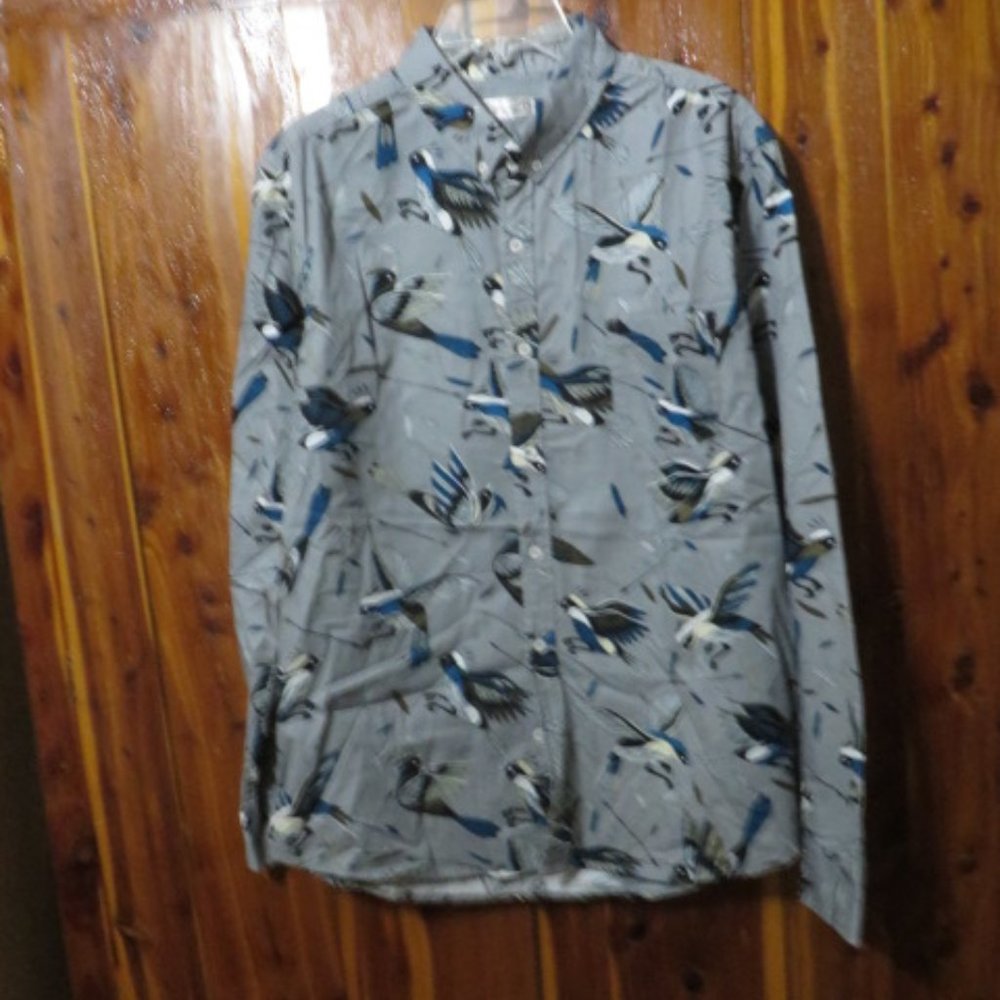 Oxfords Lads LS Shirt, Gray, 100% Cotton, Sz. L